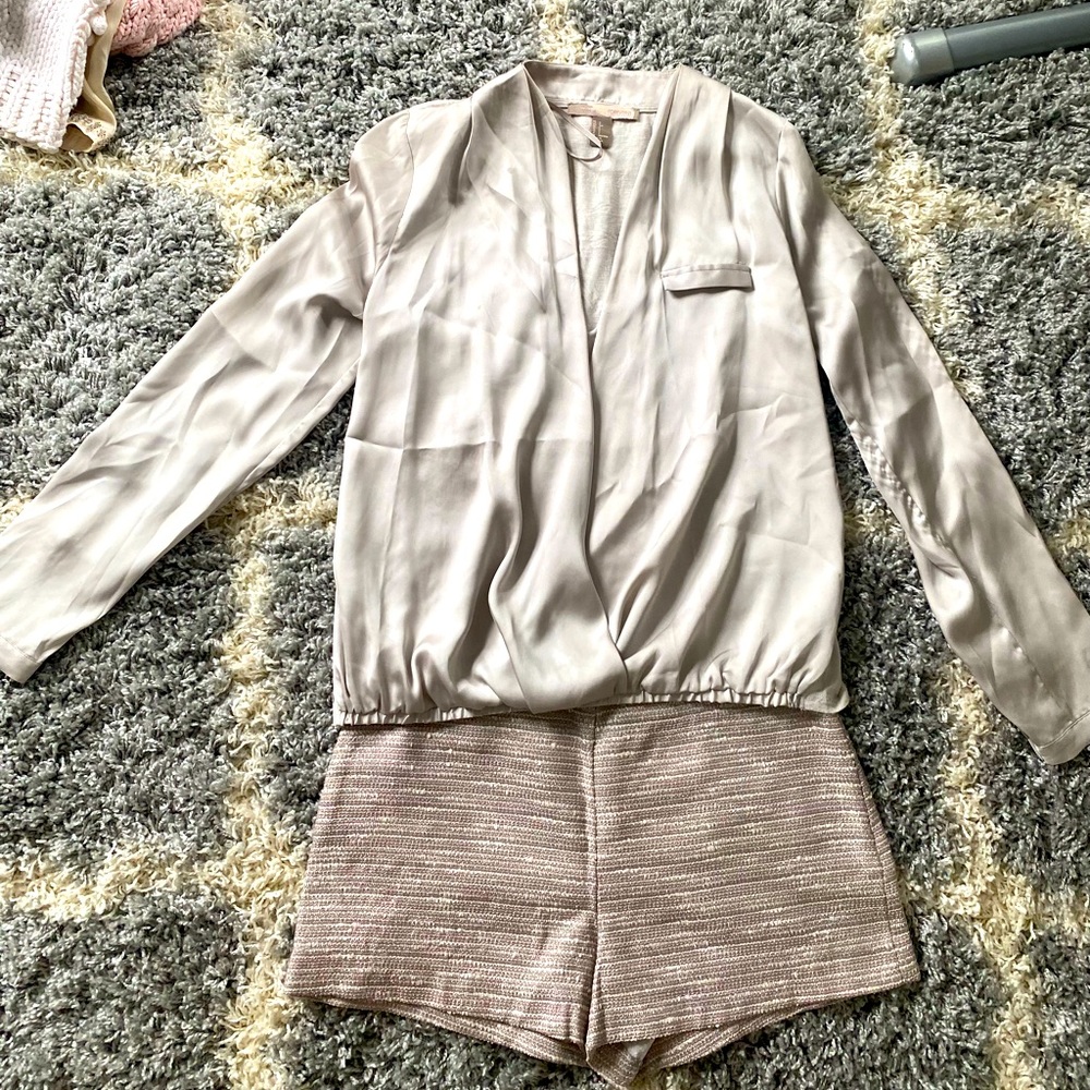 Forever 21 gray tweed shirt outfit small